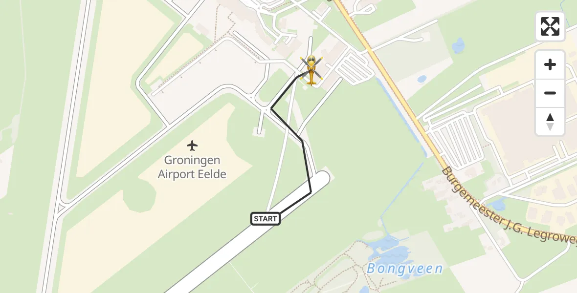Vluchtroute Traumahelikopter Groningen Airport Eelde - Groningen Airport Eelde, 23 mei 2026, 09:38