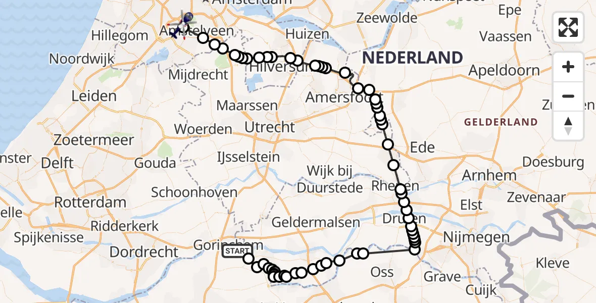Vluchtroute Politiehelikopter Poederoijen - Amsterdam Vliegveld Schiphol, 23 mei 2026, 10:12