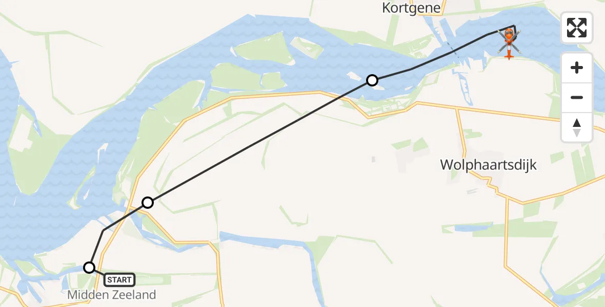 Vluchtroute Kustwachthelikopter Vliegveld Midden-Zeeland - Veerse Meer, 23 mei 2026, 14:01