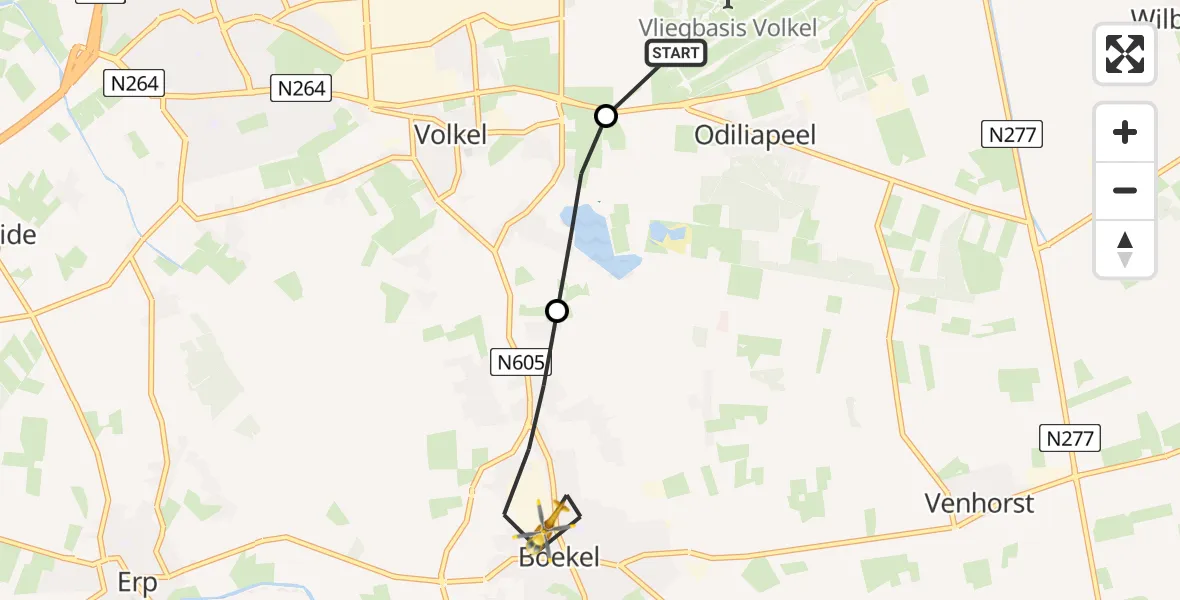 Vluchtroute Traumahelikopter Vliegbasis Volkel - Boekel, 23 mei 2026, 17:00