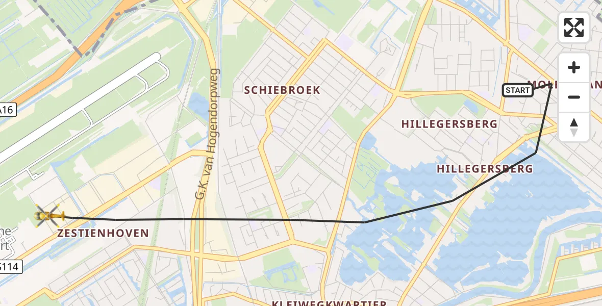 Vluchtroute Traumahelikopter Rotterdam - Rotterdam, 23 mei 2026, 17:58