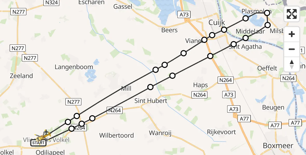 Vluchtroute Traumahelikopter Vliegbasis Volkel - Vliegbasis Volkel, 23 mei 2026, 18:30