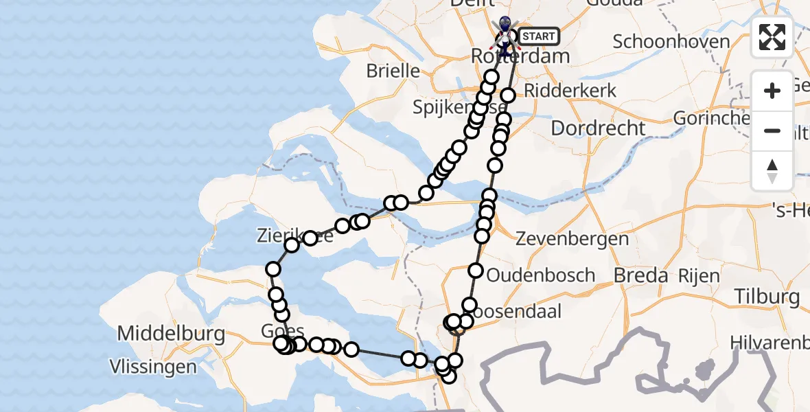 Vluchtroute Politiehelikopter Rotterdam - Rotterdam The Hague Airport, 24 mei 2026, 06:01
