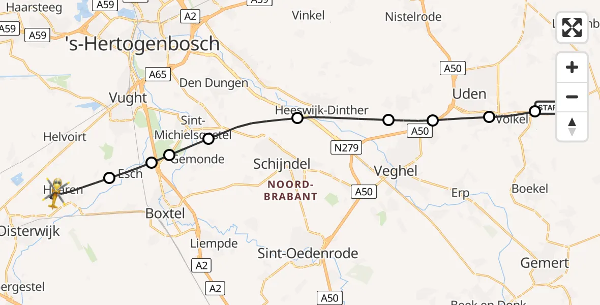 Vluchtroute Traumahelikopter Vliegbasis Volkel - Haaren, 24 mei 2026, 07:43