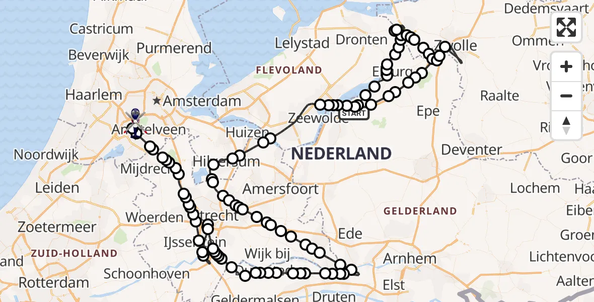 Vluchtroute Politiehelikopter Hierden - Amsterdam Vliegveld Schiphol, 24 mei 2026, 09:33