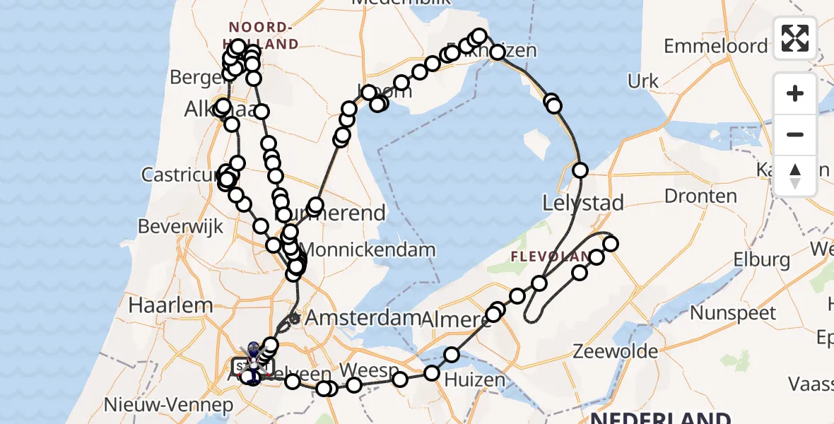 Vluchtroute Politiehelikopter Amsterdam Vliegveld Schiphol - Amsterdam Vliegveld Schiphol, 24 mei 2026, 13:33
