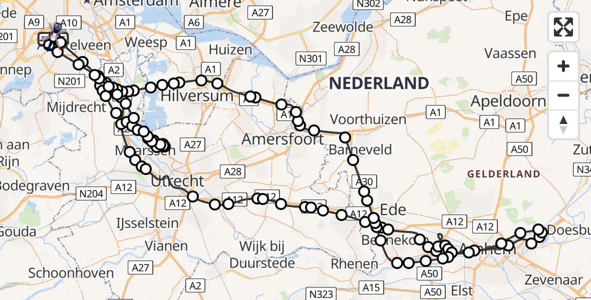 Vluchtroute Politiehelikopter Amsterdam Vliegveld Schiphol - Amsterdam Vliegveld Schiphol, 24 mei 2026, 14:08
