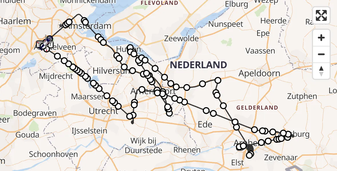 Vluchtroute Politiehelikopter Amsterdam Vliegveld Schiphol - Amsterdam Vliegveld Schiphol, 24 mei 2026, 17:43