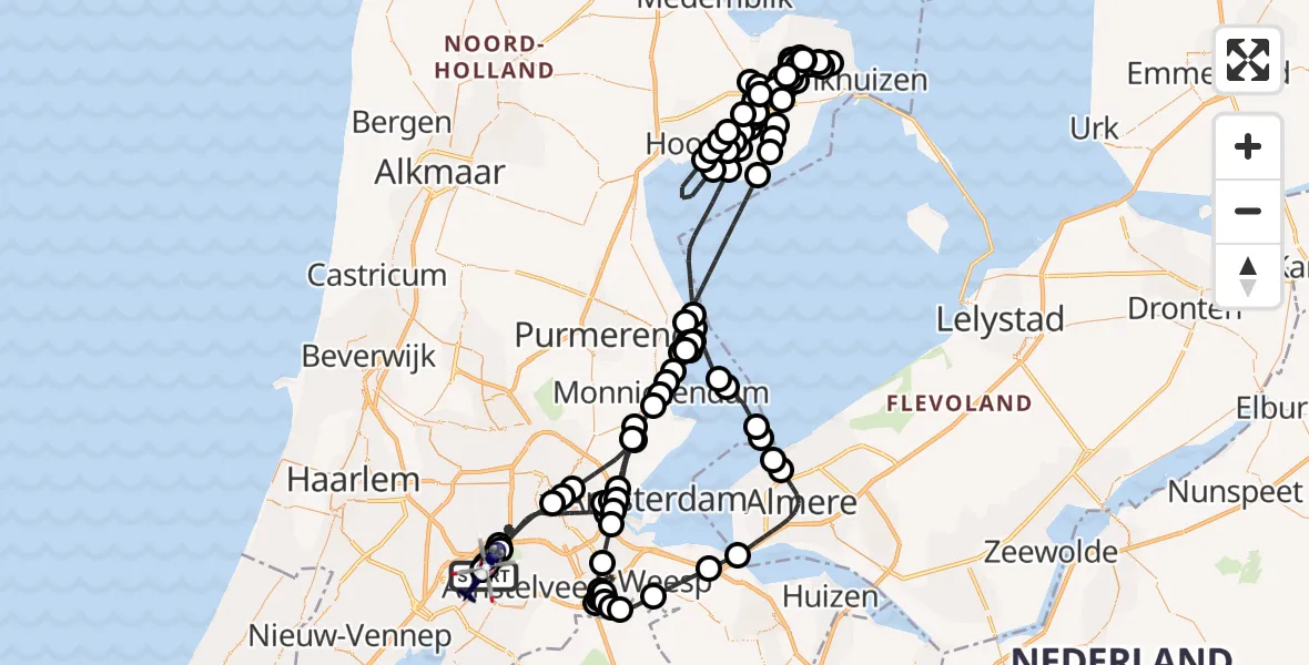 Vluchtroute Politiehelikopter Amsterdam Vliegveld Schiphol - Amsterdam Vliegveld Schiphol, 24 mei 2026, 18:37