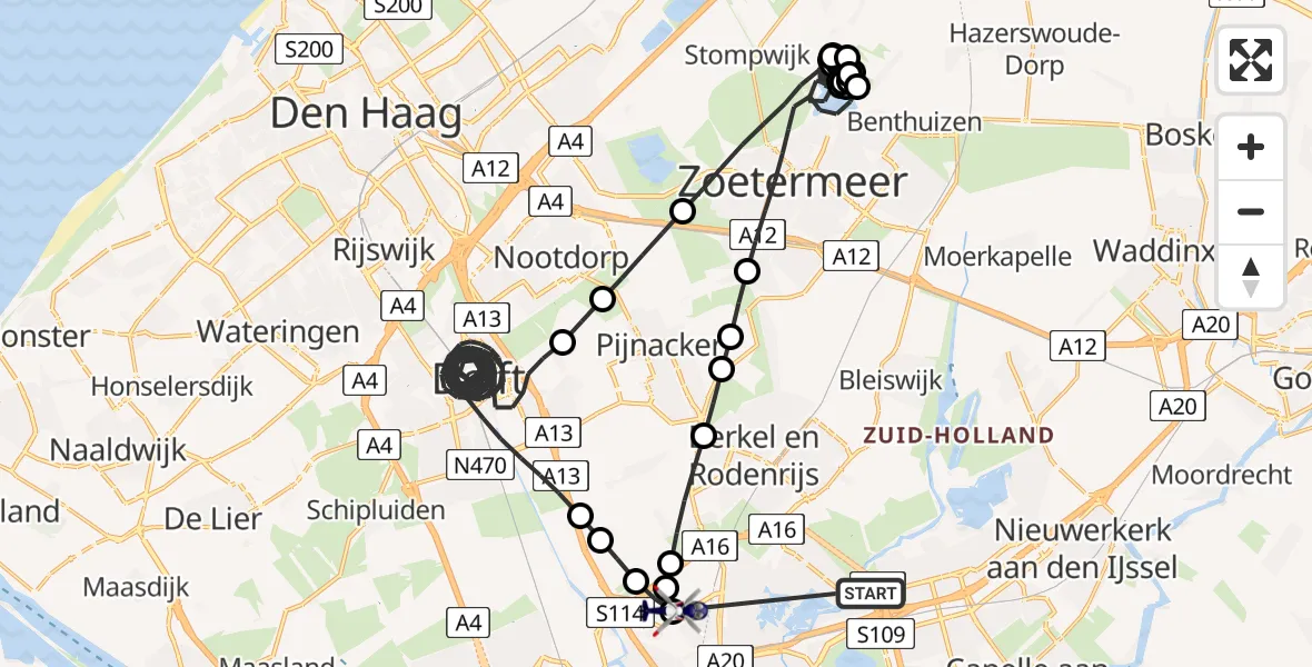 Vluchtroute Politiehelikopter Rotterdam - Rotterdam The Hague Airport, 24 mei 2026, 18:44
