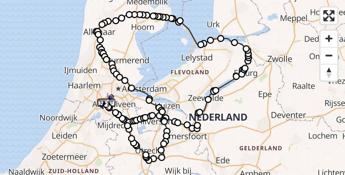 Vluchtroute Politiehelikopter Amsterdam Vliegveld Schiphol - Amsterdam Vliegveld Schiphol, 25 mei 2026, 09:39