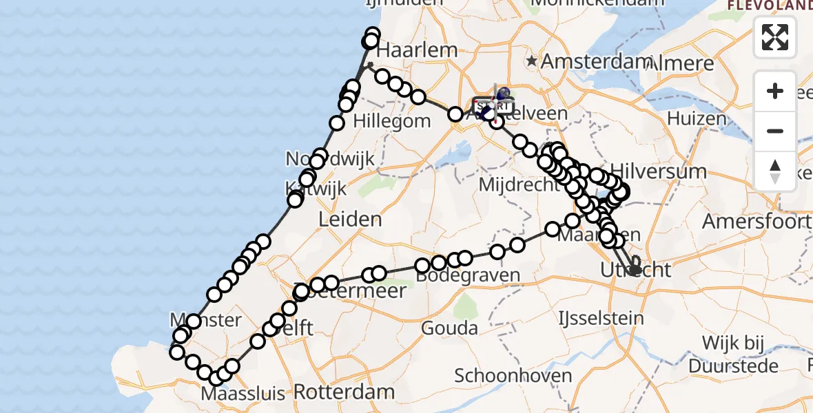 Vluchtroute Politiehelikopter Amsterdam Vliegveld Schiphol - Amsterdam Vliegveld Schiphol, 25 mei 2026, 10:30