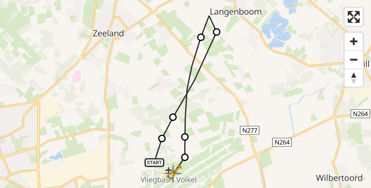 Vluchtroute Traumahelikopter Vliegbasis Volkel - Vliegbasis Volkel, 25 mei 2026, 12:18