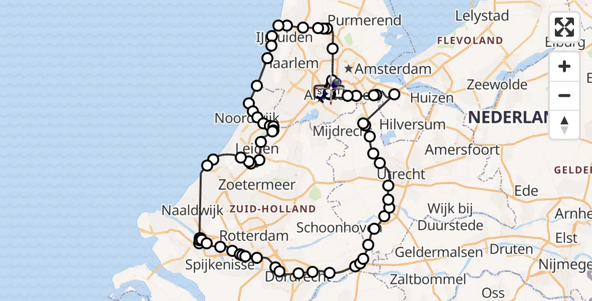 Vluchtroute Politiehelikopter Amsterdam Vliegveld Schiphol - Amsterdam Vliegveld Schiphol, 25 mei 2026, 13:35