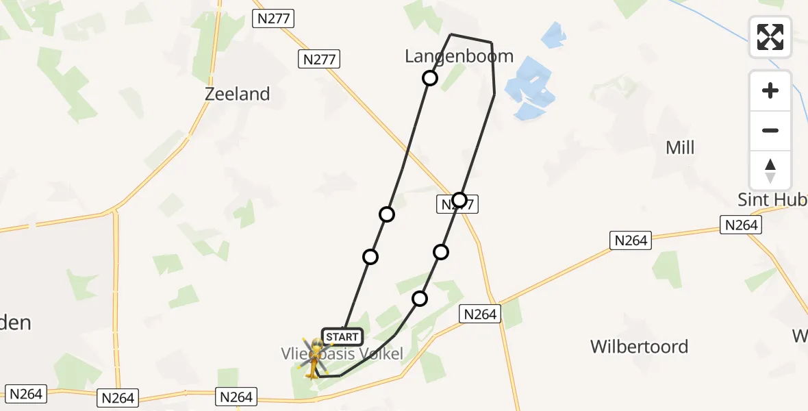 Vluchtroute Traumahelikopter Vliegbasis Volkel - Vliegbasis Volkel, 25 mei 2026, 17:20