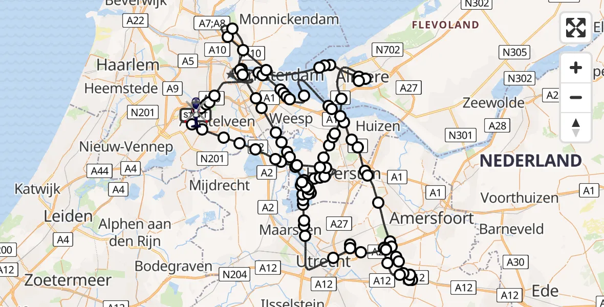 Vluchtroute Politiehelikopter Amsterdam Vliegveld Schiphol - Amsterdam Vliegveld Schiphol, 25 mei 2026, 18:07