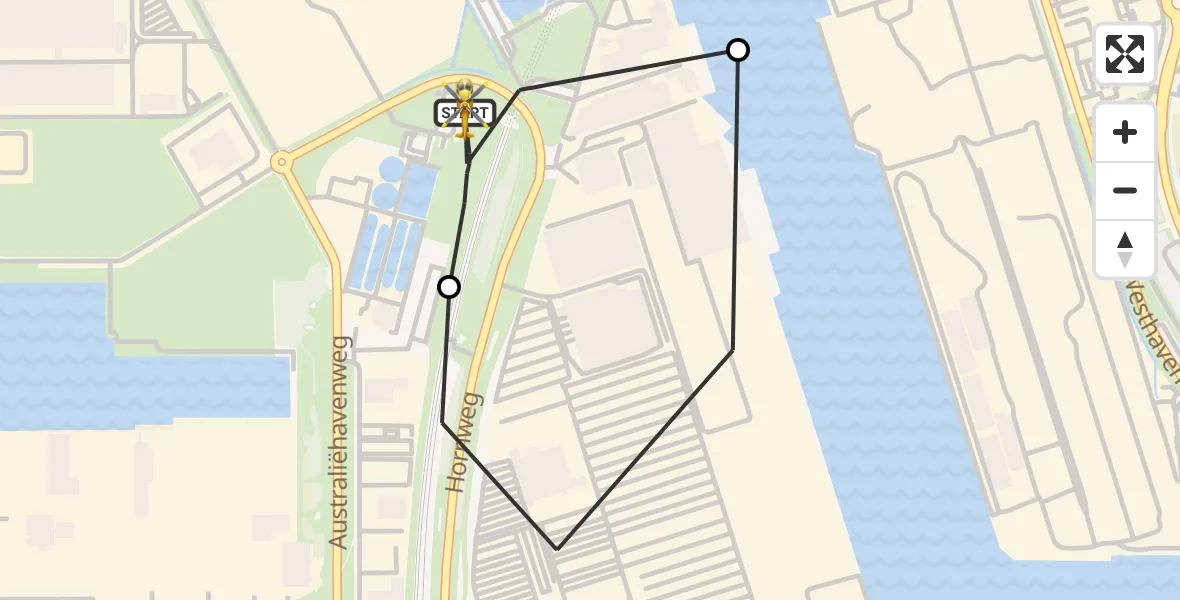 Vluchtroute Traumahelikopter Amsterdam Heliport - Amsterdam Heliport, 25 mei 2026, 18:21