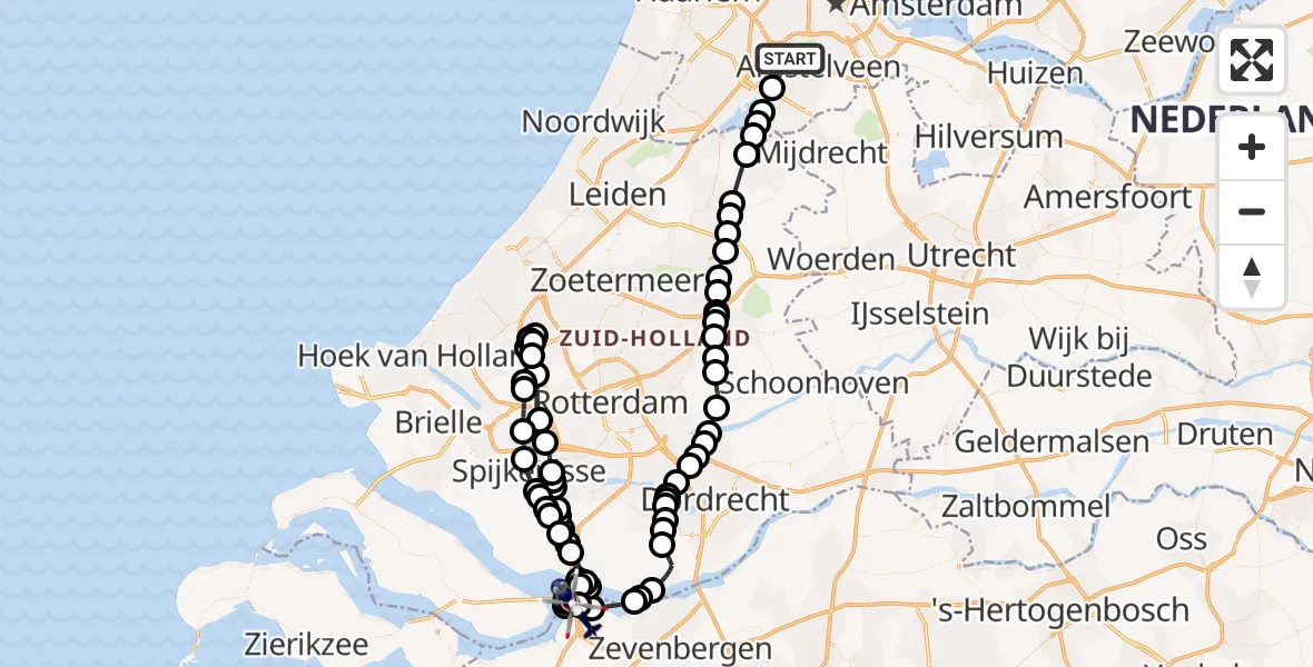 Vluchtroute Politiehelikopter Amsterdam Vliegveld Schiphol - Willemstad, 26 mei 2026, 07:24
