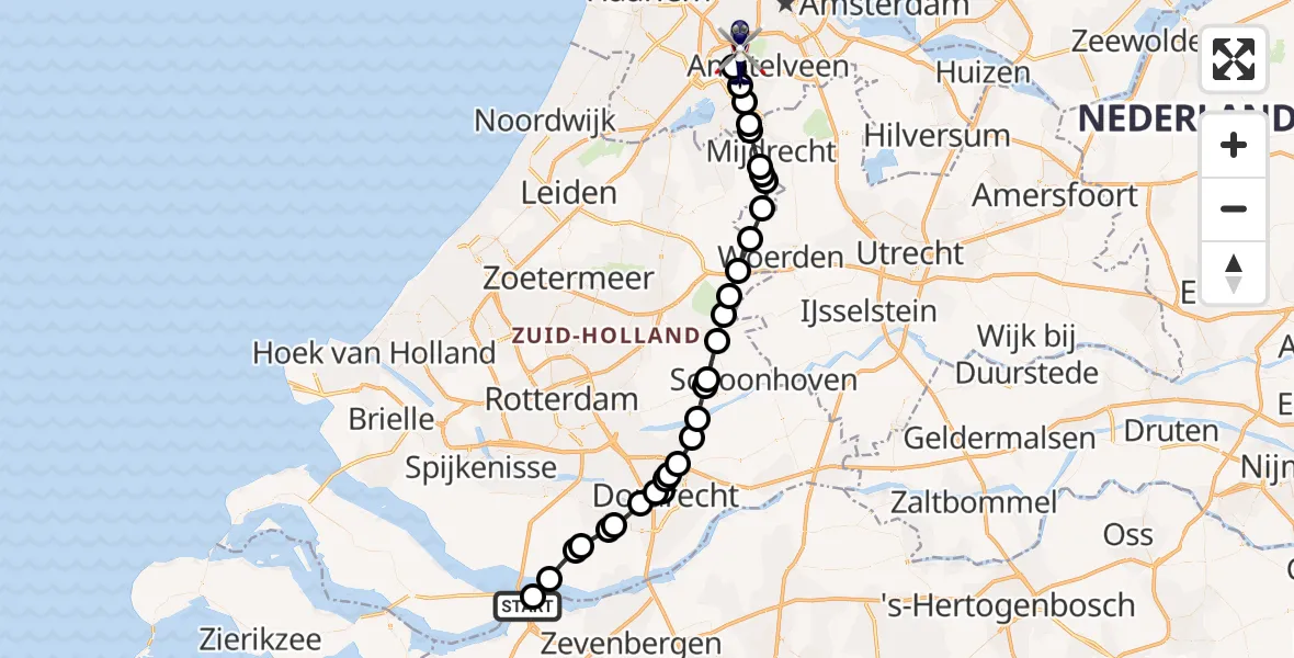 Vluchtroute Politiehelikopter Willemstad - Amsterdam Vliegveld Schiphol, 26 mei 2026, 09:18