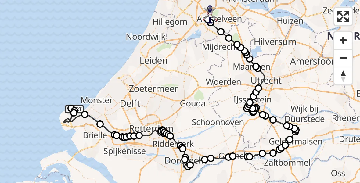 Vluchtroute Politiehelikopter Noordzee - Amsterdam Vliegveld Schiphol, 26 mei 2026, 10:10