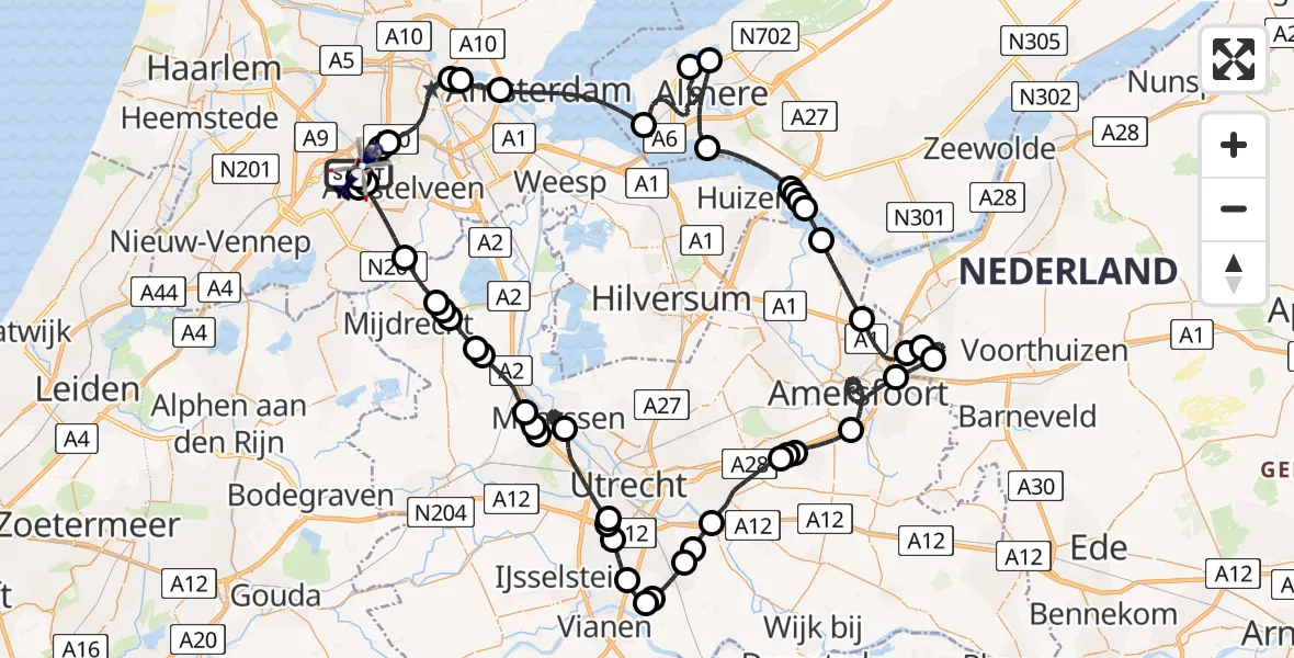 Vluchtroute Politiehelikopter Amsterdam Vliegveld Schiphol - Amsterdam Vliegveld Schiphol, 26 mei 2026, 10:47
