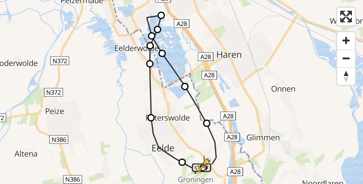 Vluchtroute Traumahelikopter Groningen Airport Eelde - Groningen Airport Eelde, 26 mei 2026, 15:20