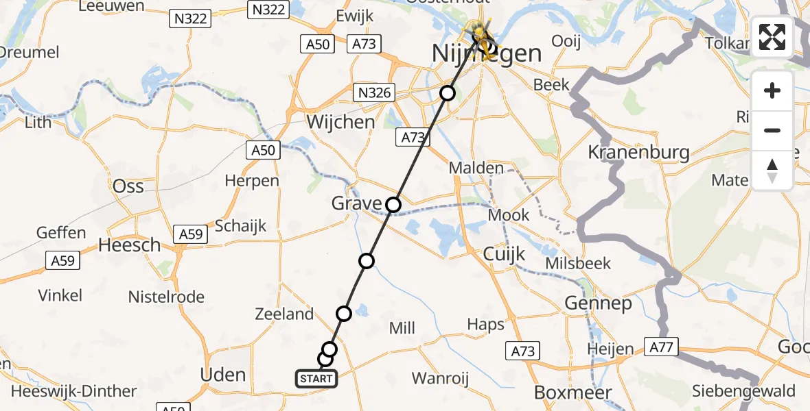 Vluchtroute Traumahelikopter Vliegbasis Volkel - Lent, 26 mei 2026, 18:11