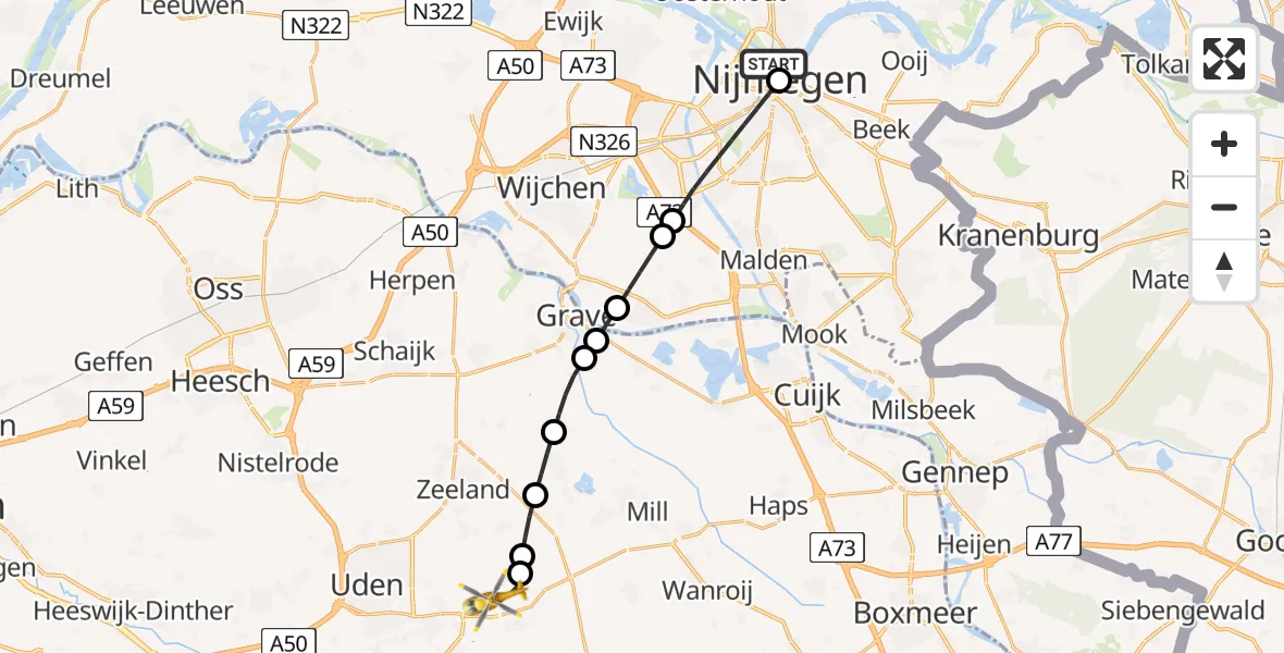 Vluchtroute Traumahelikopter Lent - Vliegbasis Volkel, 26 mei 2026, 18:36