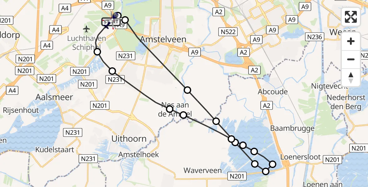 Vluchtroute Politiehelikopter Amsterdam Vliegveld Schiphol - Amsterdam Vliegveld Schiphol, 26 mei 2026, 21:50