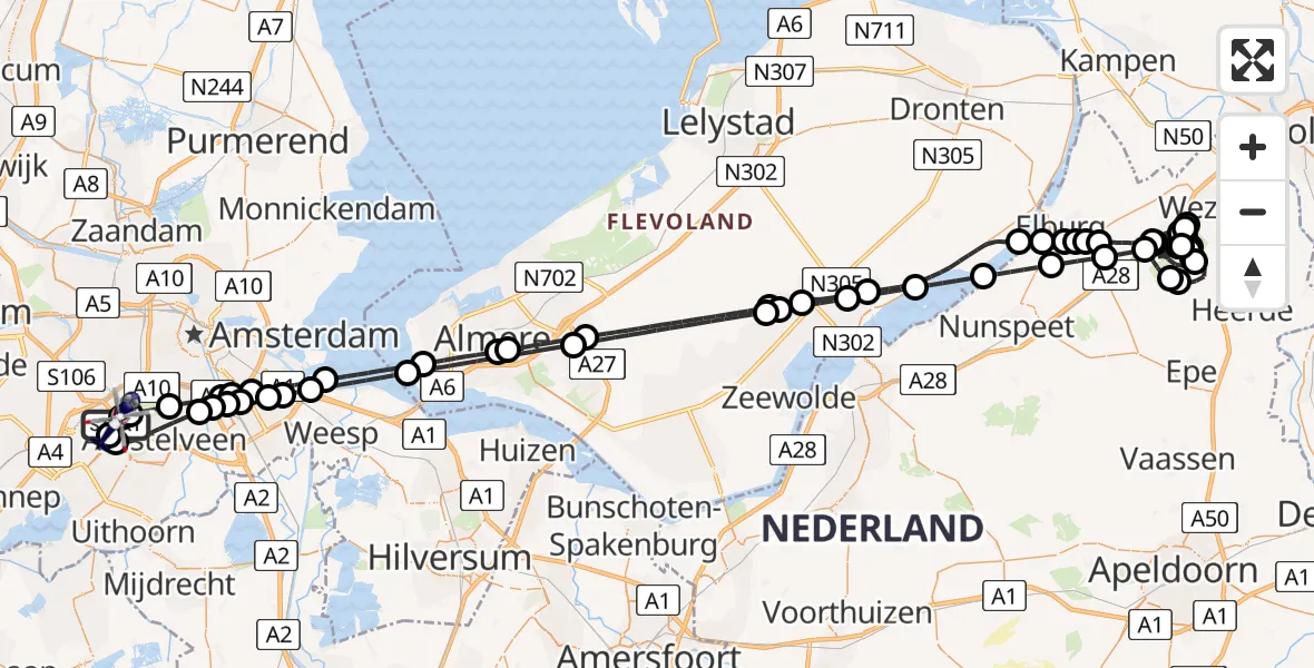 Vluchtroute Politiehelikopter Amsterdam Vliegveld Schiphol - Amsterdam Vliegveld Schiphol, 26 mei 2026, 23:47