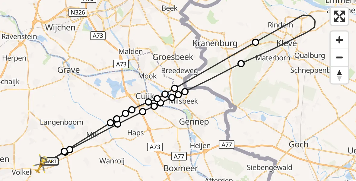 Vluchtroute Traumahelikopter Vliegbasis Volkel - Vliegbasis Volkel, 27 mei 2026, 05:13