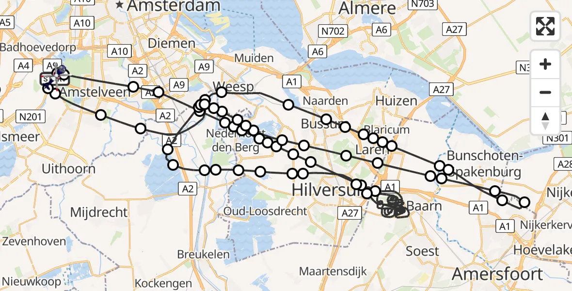 Vluchtroute Politiehelikopter Amsterdam Vliegveld Schiphol - Amsterdam Vliegveld Schiphol, 27 mei 2026, 07:08