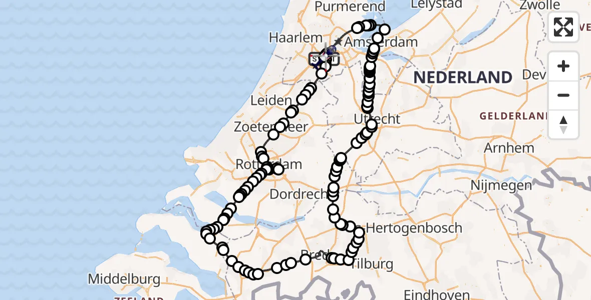 Vluchtroute Politiehelikopter Amsterdam Vliegveld Schiphol - Amsterdam Vliegveld Schiphol, 27 mei 2026, 07:36