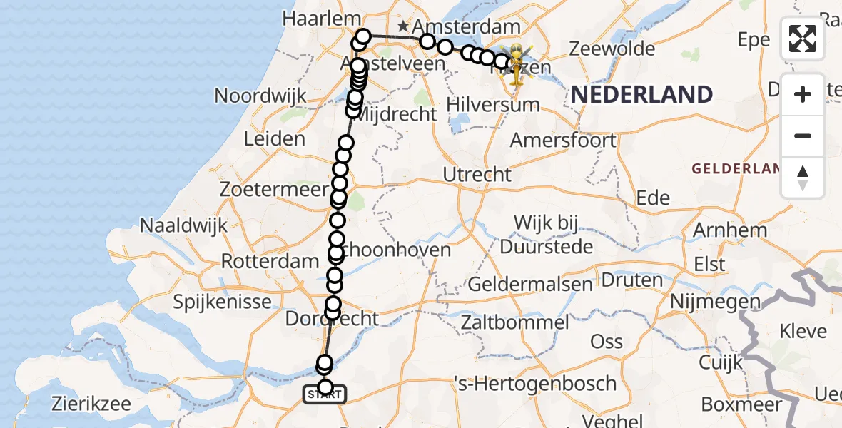Vluchtroute Traumahelikopter Zevenbergschen Hoek - Huizen, 27 mei 2026, 09:35