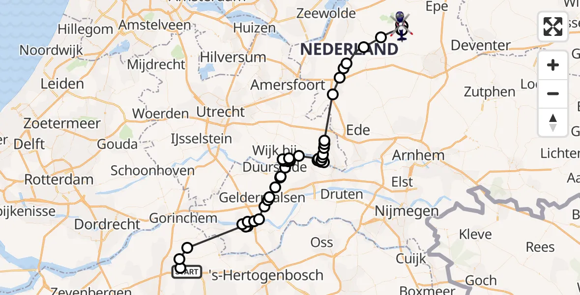 Vluchtroute Politiehelikopter Sprang-Capelle - Elspeet, 27 mei 2026, 11:51