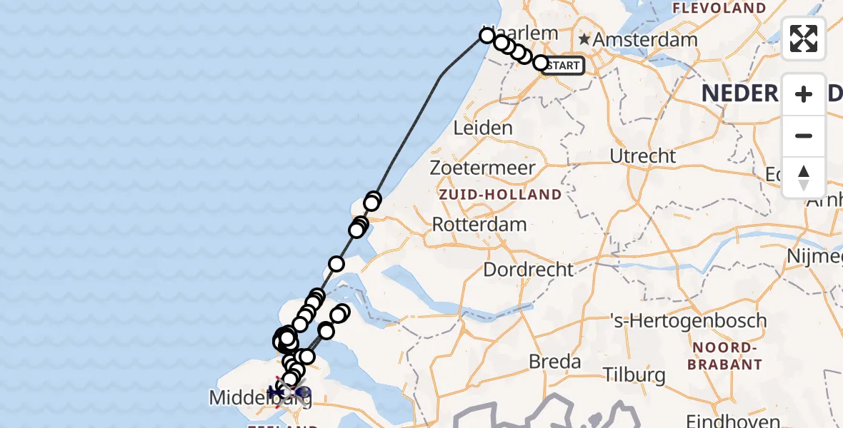 Vluchtroute Politiehelikopter Amsterdam Vliegveld Schiphol - Arnemuiden, 27 mei 2026, 13:55