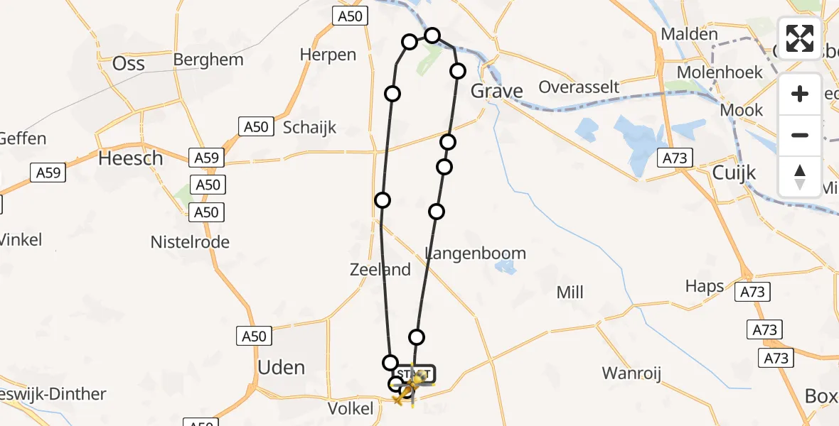 Vluchtroute Traumahelikopter Vliegbasis Volkel - Vliegbasis Volkel, 27 mei 2026, 14:46