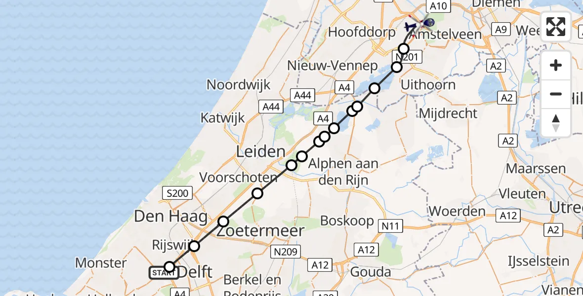 Vluchtroute Politiehelikopter Wateringen - Amsterdam Vliegveld Schiphol, 27 mei 2026, 15:27