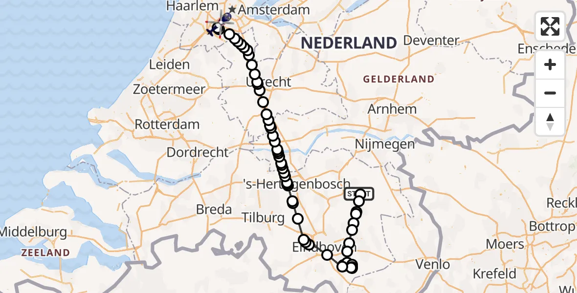 Vluchtroute Politiehelikopter Vliegbasis Volkel - Amsterdam Vliegveld Schiphol, 27 mei 2026, 18:13