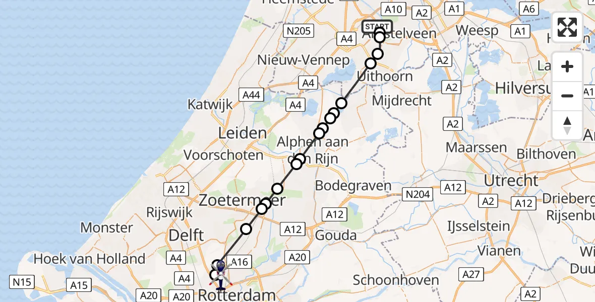 Vluchtroute Politiehelikopter Amsterdam Vliegveld Schiphol - Rotterdam The Hague Airport, 27 mei 2026, 19:42