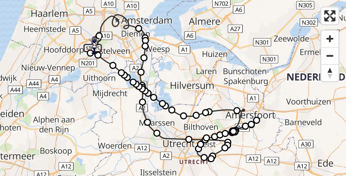 Vluchtroute Politiehelikopter Amsterdam Vliegveld Schiphol - Amsterdam Vliegveld Schiphol, 28 mei 2026, 07:31