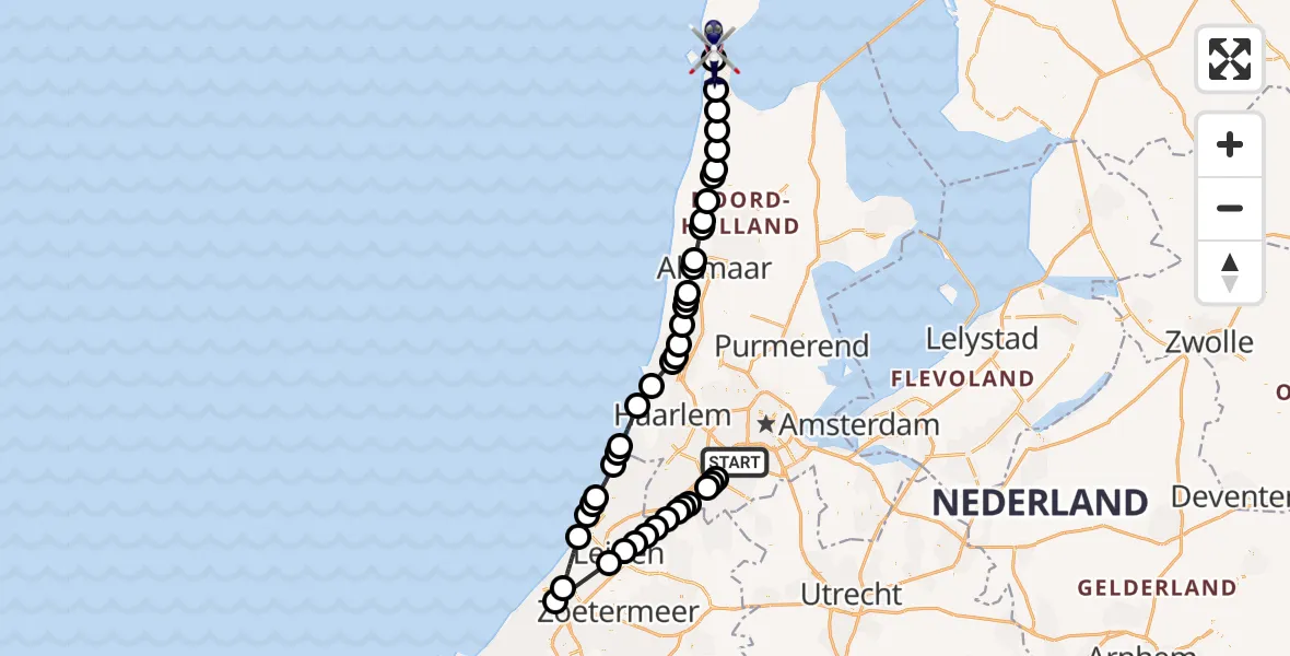 Vluchtroute Politiehelikopter Amsterdam Vliegveld Schiphol - Noordzee, 28 mei 2026, 09:56
