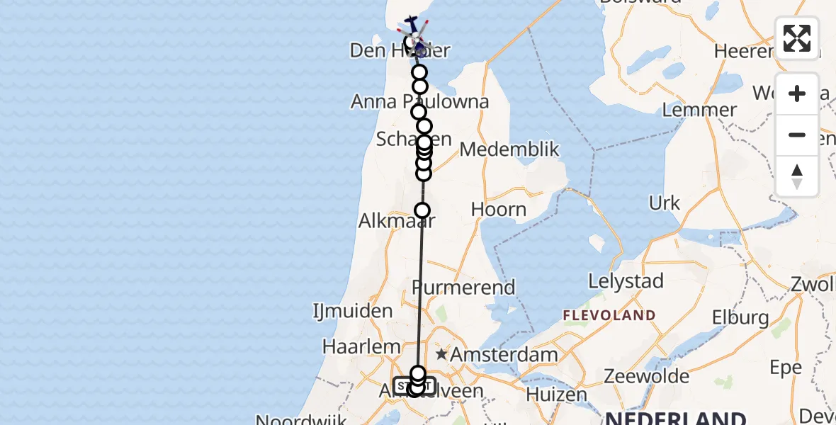 Vluchtroute Politiehelikopter Amsterdam Vliegveld Schiphol - Waddenzee, 28 mei 2026, 09:58