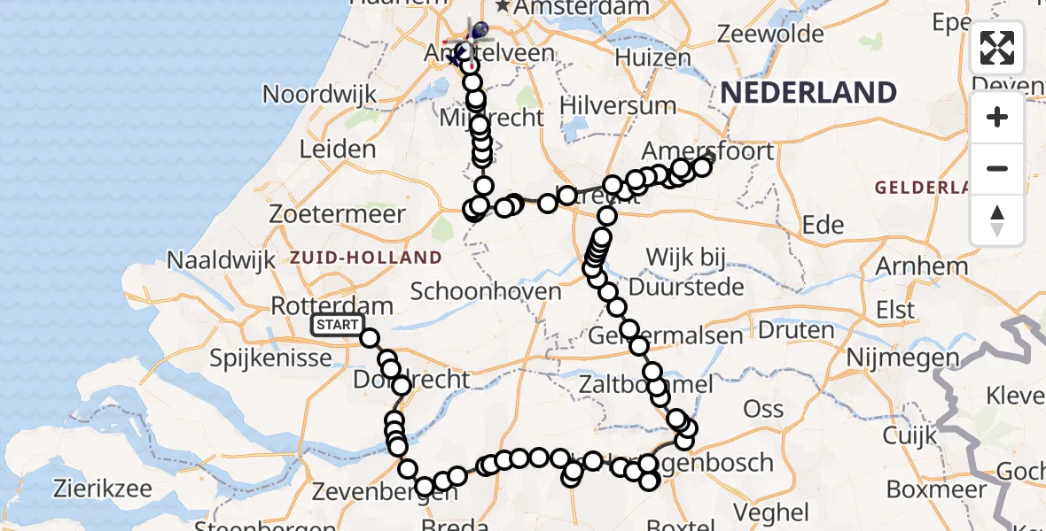 Vluchtroute Politiehelikopter Rotterdam - Amsterdam Vliegveld Schiphol, 28 mei 2026, 10:11