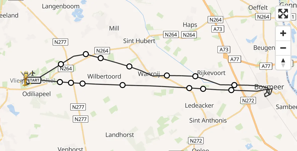 Vluchtroute Traumahelikopter Vliegbasis Volkel - Vliegbasis Volkel, 28 mei 2026, 11:46