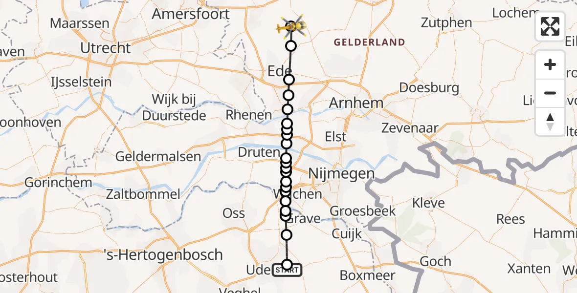 Vluchtroute Traumahelikopter Vliegbasis Volkel - Harskamp, 28 mei 2026, 13:55