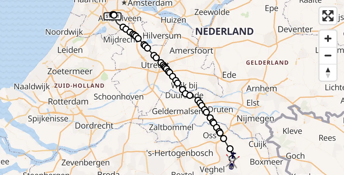 Vluchtroute Politiehelikopter Amsterdam Vliegveld Schiphol - Vliegbasis Volkel, 28 mei 2026, 17:42