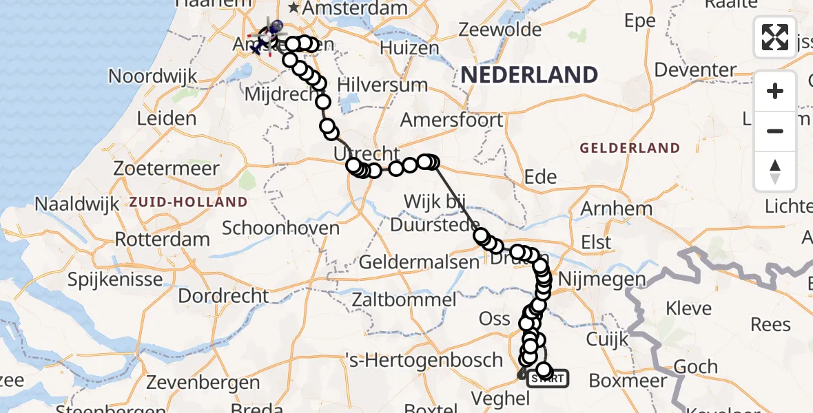 Vluchtroute Politiehelikopter Vliegbasis Volkel - Amsterdam Vliegveld Schiphol, 28 mei 2026, 18:23