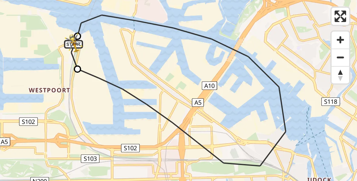 Vluchtroute Traumahelikopter Amsterdam Heliport - Amsterdam Heliport, 29 mei 2026, 01:20