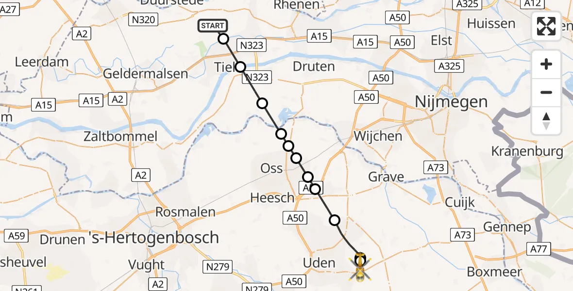 Vluchtroute Traumahelikopter Zoelen - Vliegbasis Volkel, 29 mei 2026, 06:54